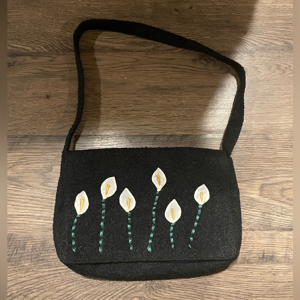 Americana Black floral Purse Bag